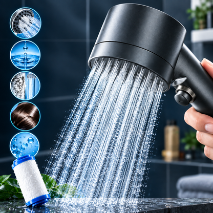 Aquapure Decalcificante Soffione Doccia con Filtro Anticalcare e Anticloruro